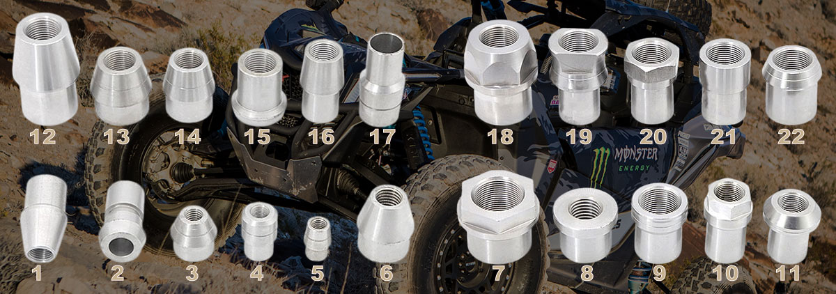 Rod end tube adapter styles for suspension and steering