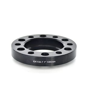 Black anodized aluminum 1-inch wheel spacer with 6x139.7mm bolt pattern