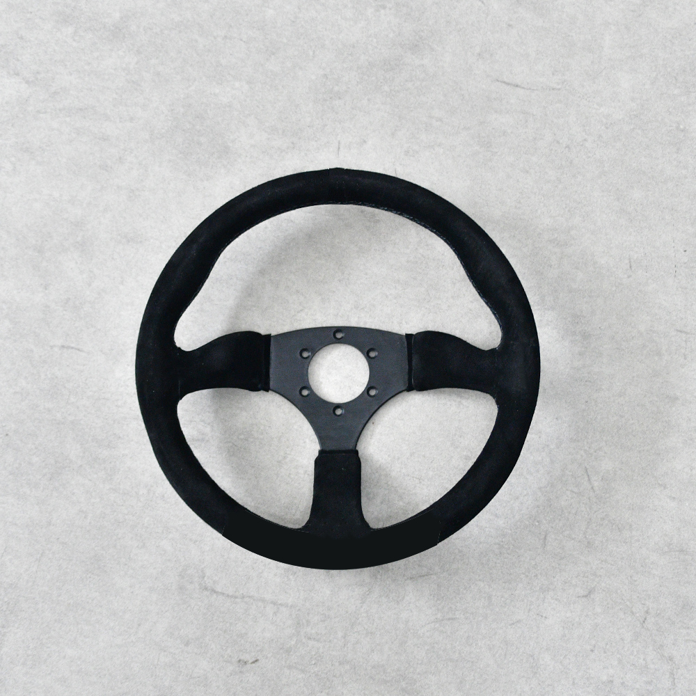 350mm 6-bolt black suede racing steering wheel
