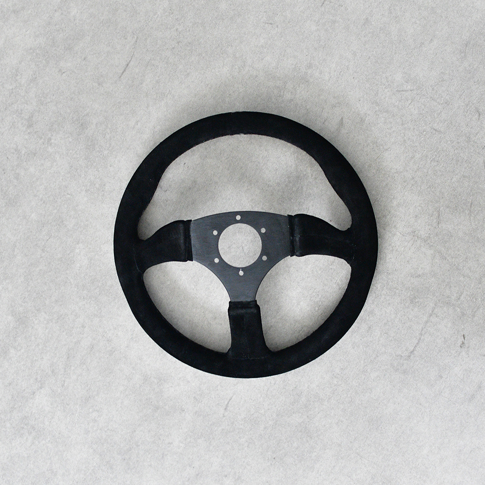 350mm 6-bolt black suede racing steering wheel