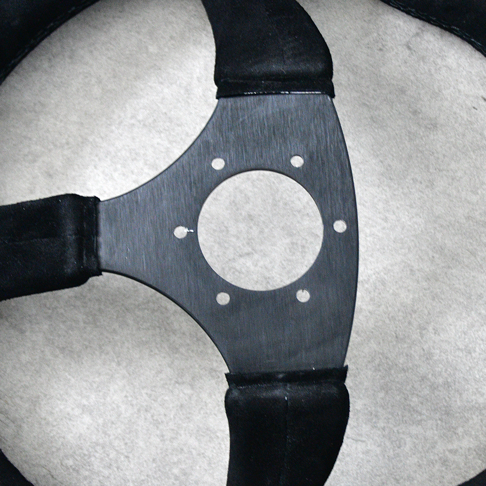 350mm 6-bolt black suede racing steering wheel