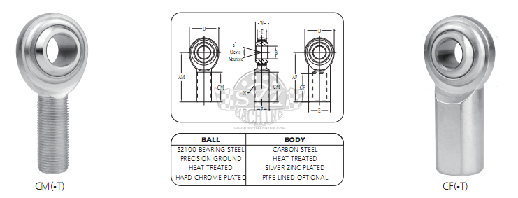 CM CF 两片式 carbon steel rod end 参考图纸