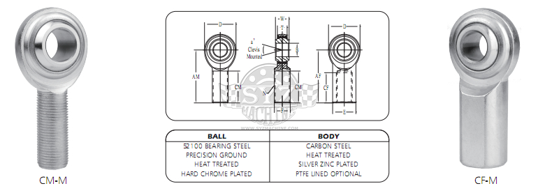 CM-M CF-M 公制两片式 carbon steel rod end 参考图纸