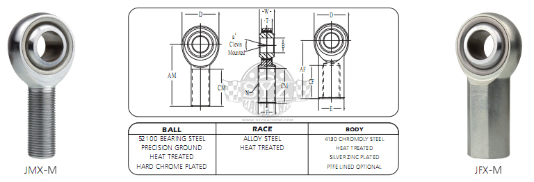 JMX-M 公制 control arm rod end 参考图纸