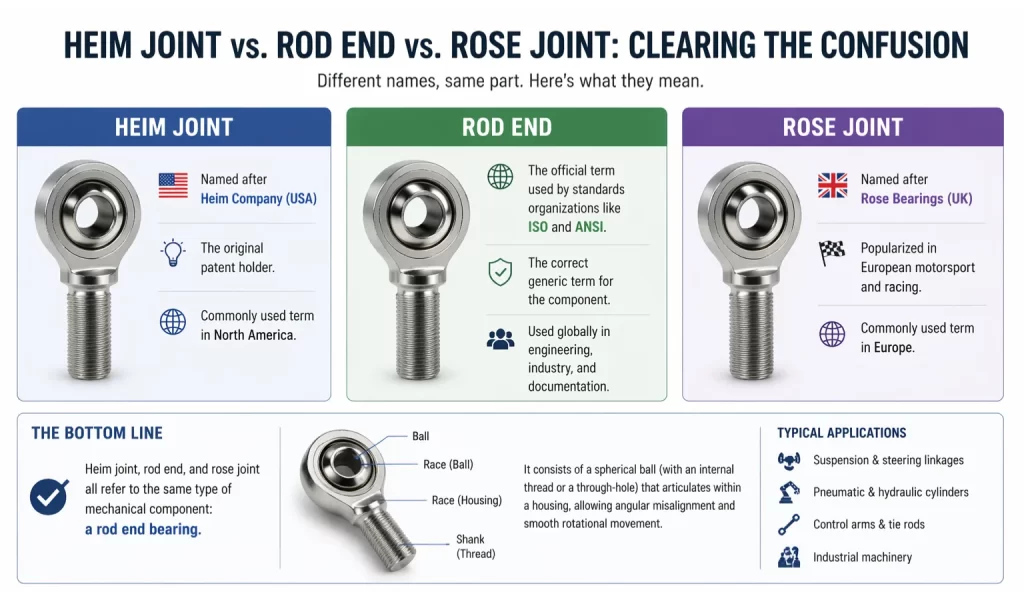Heim Joint、Rod End 与 Rose Joint 有什么区别？